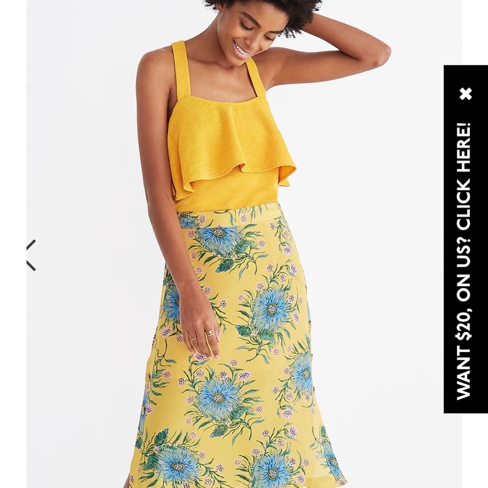 Madewell Silk Side-Button Skirt in Painted Blooms - Picture 2 of 5